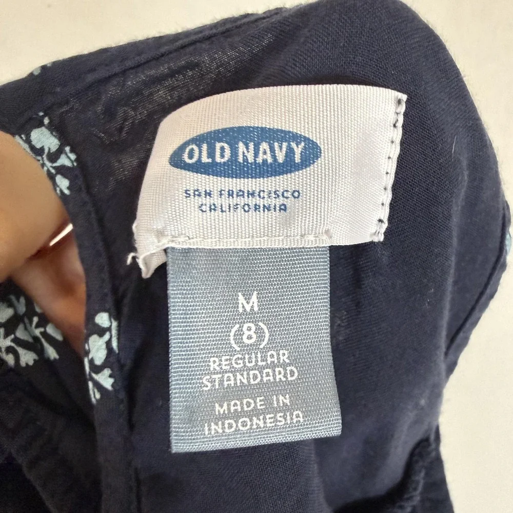 Old Navy Dress Girls 8 Blue Floral Hi Low Sleeveless Trapeze Swing Pockets
